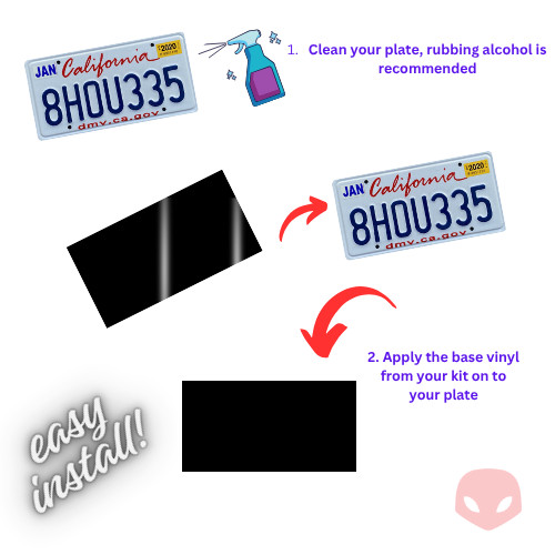 White Matte Black California Plate Wrap DIY Kit