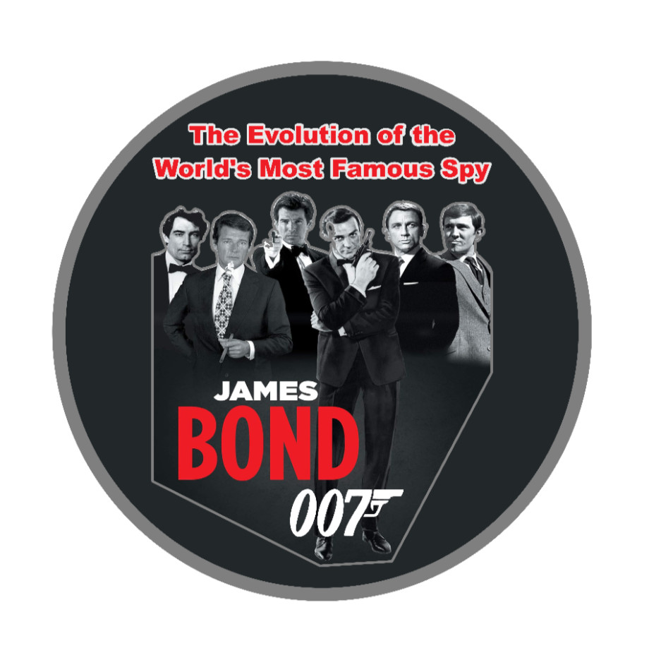 James Bond (Evolution) – 4″ Handmade Vinyl Decal Sticker Vehicle Laptop Cooler