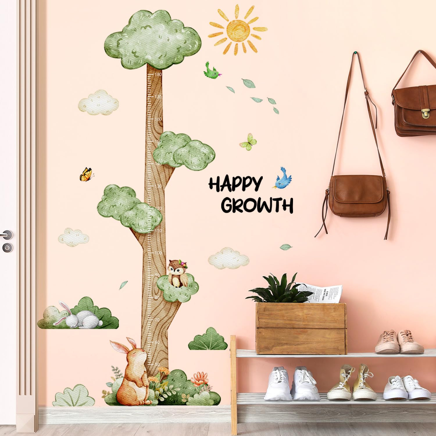 3D Cartoon Height Growth Chart for Kids Wall Stickers Removable DIY Jungle Anima