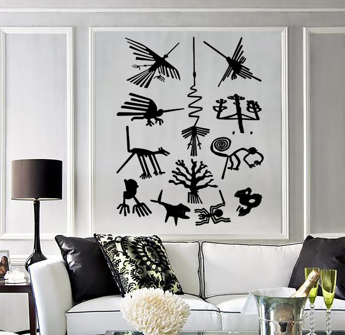 Wall Vinyl Decal Geoglyphs Nazca Giant Geometric Shapes on Plateau Peru (n1497)