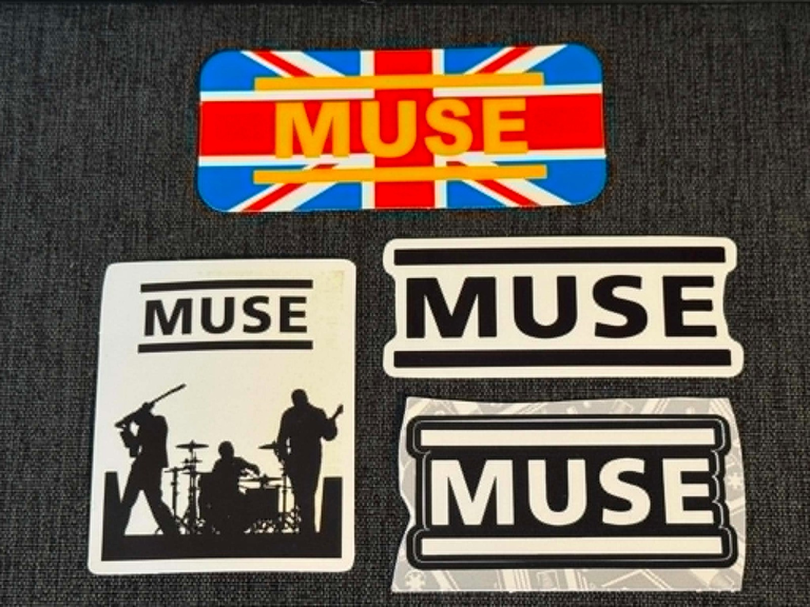 Lot of 4 MUSE 1 1/4″ to 3 1/2″ Band Logo STICKERS Fast! FREE SHIP!