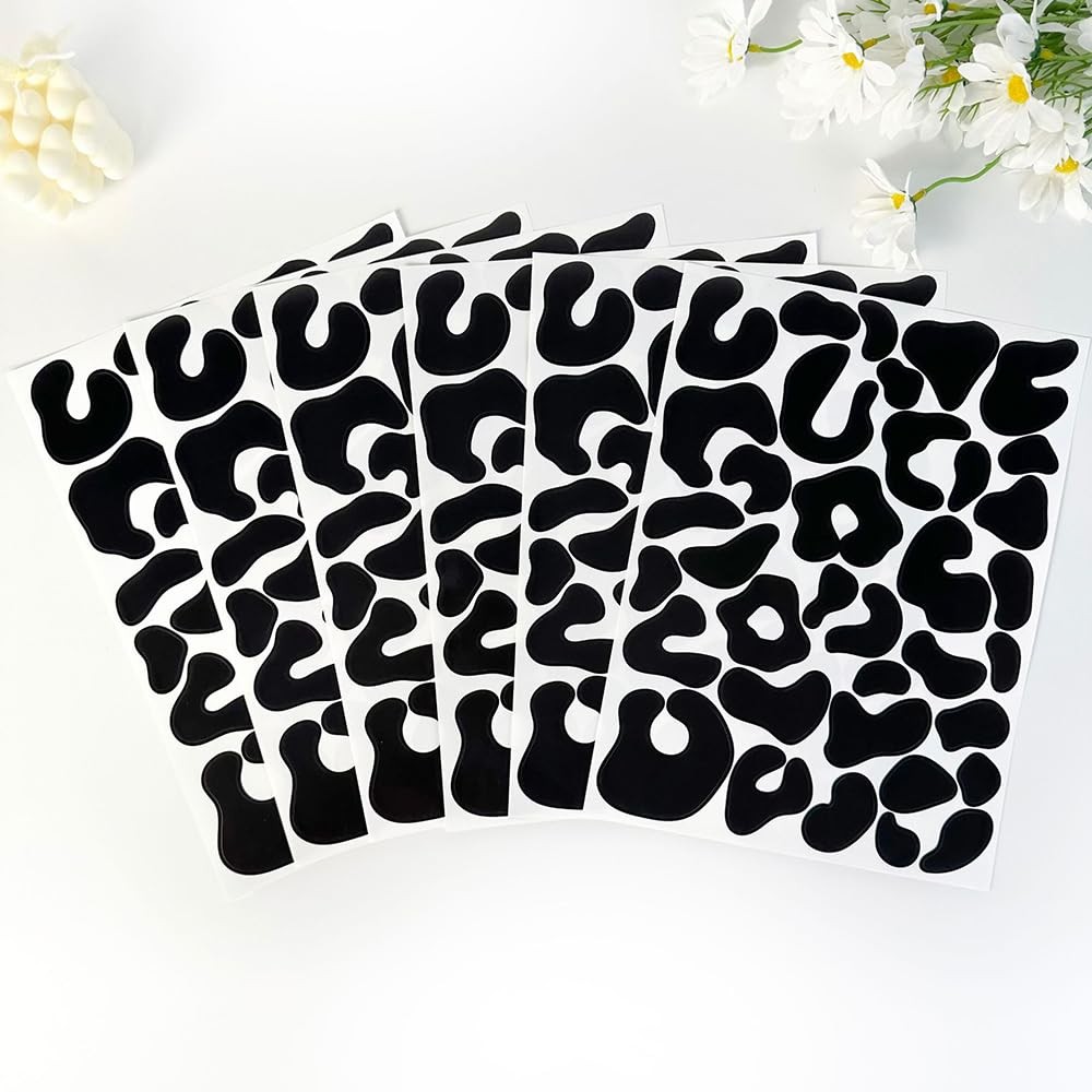 360 PCS Matte Black Leopard Print Wall 0.6–2.6 in,