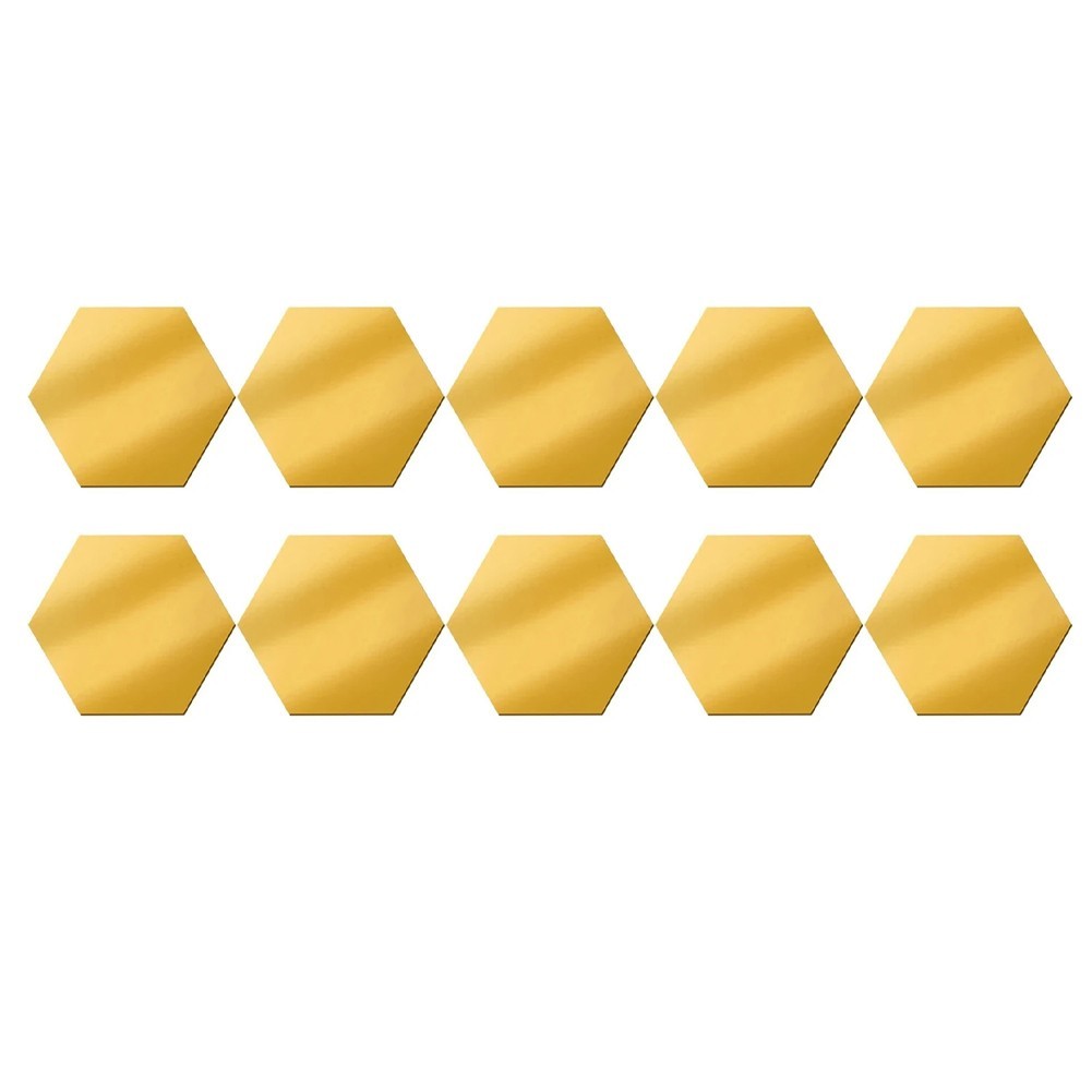 Innovative 24pcs Gold Hexagonal Mirrors for Decorative Walls and Craft Projects