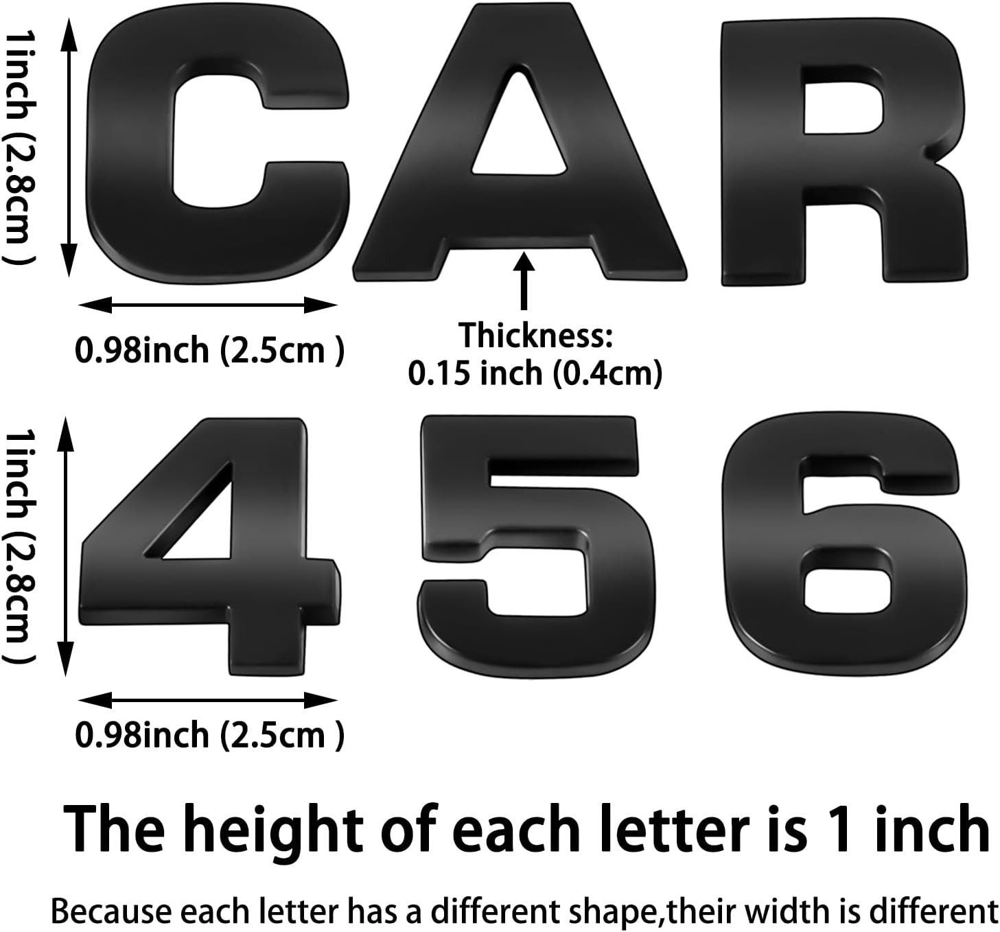 43-Piece 3D Chrome Car Emblem Letter Sticker Set – Black