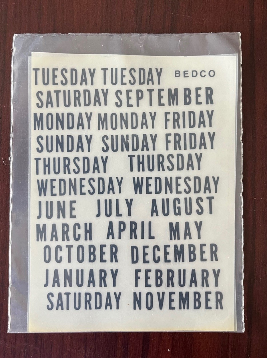 BEDCO DAY MONTH TRANSFER BLACK DECAL for Antique Clock Restoration CP129 NOS
