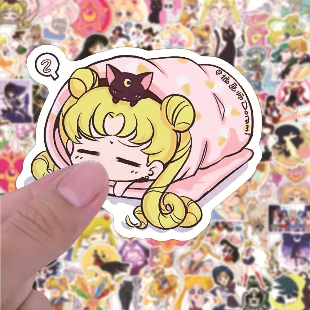 100PCS Sailor Moon Sticker Waterproof Suitcase Notebook Laptop Phone Decal Anime