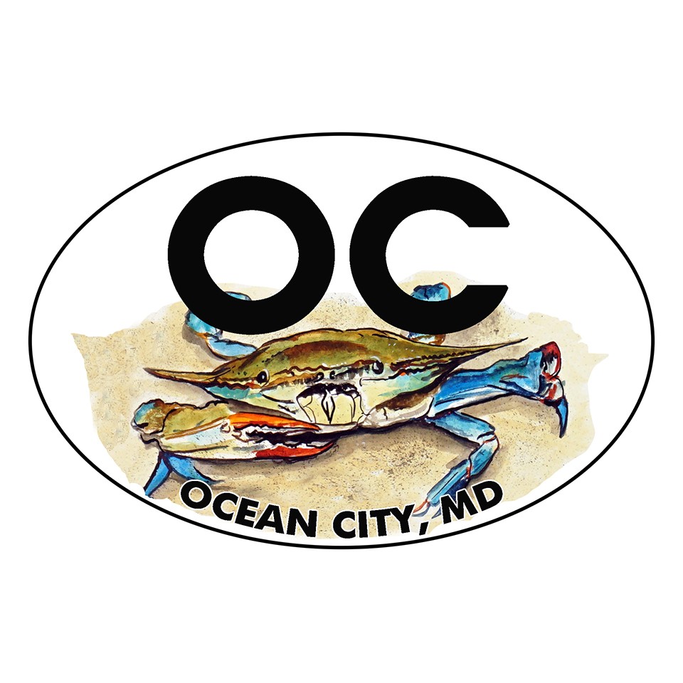 Decal Vinyl Sticker Ocean City Blue Crab Oval Made in USA