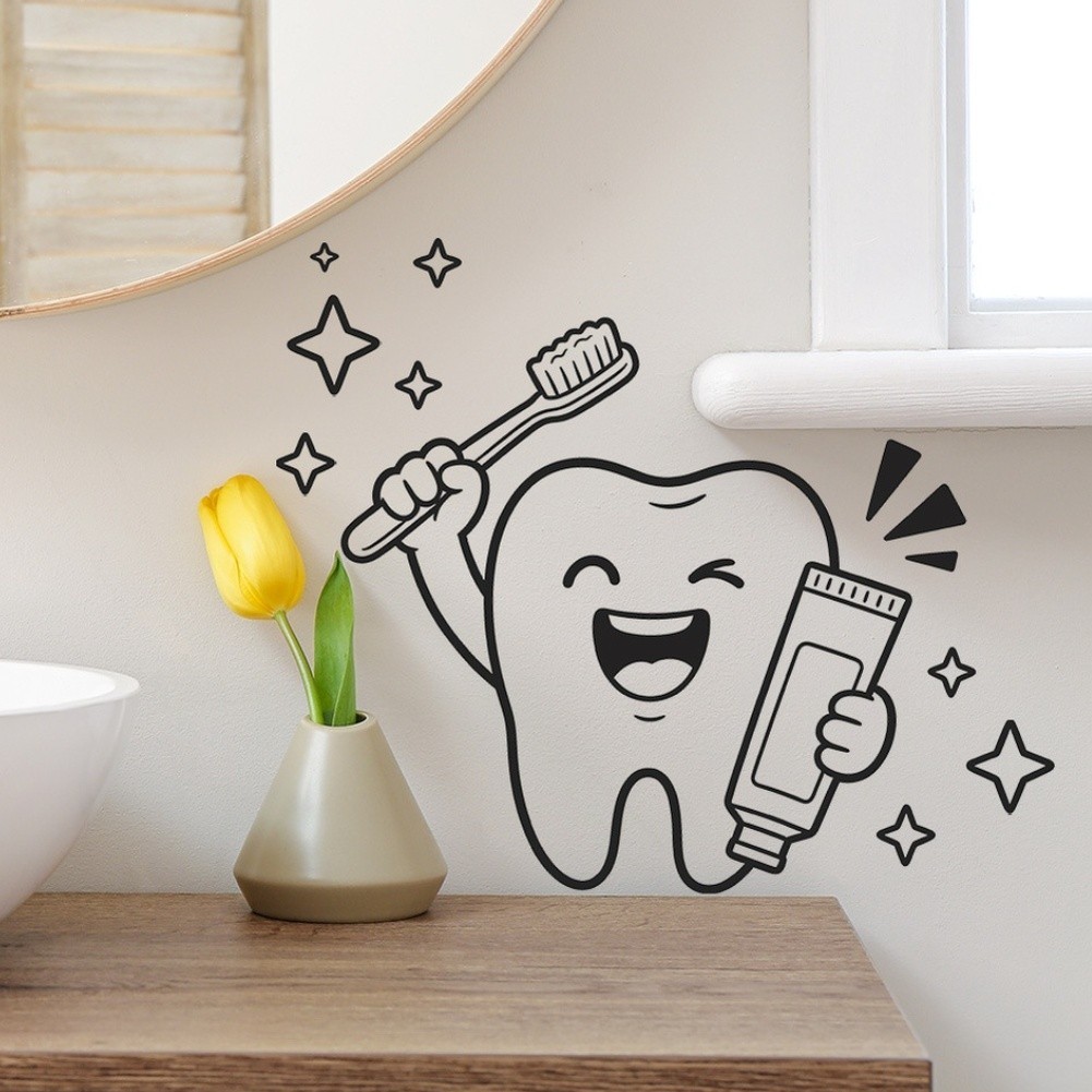 Cartoon Animal PVC Wall Sticker for Bathroom Tiles Glass Mirrors 19x19cm White