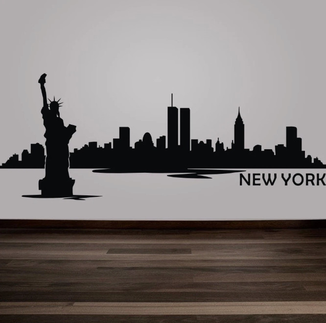 22″x44″ New York3 City Line NYC America Wall Sticker Decal Canada Vinyl BLACK