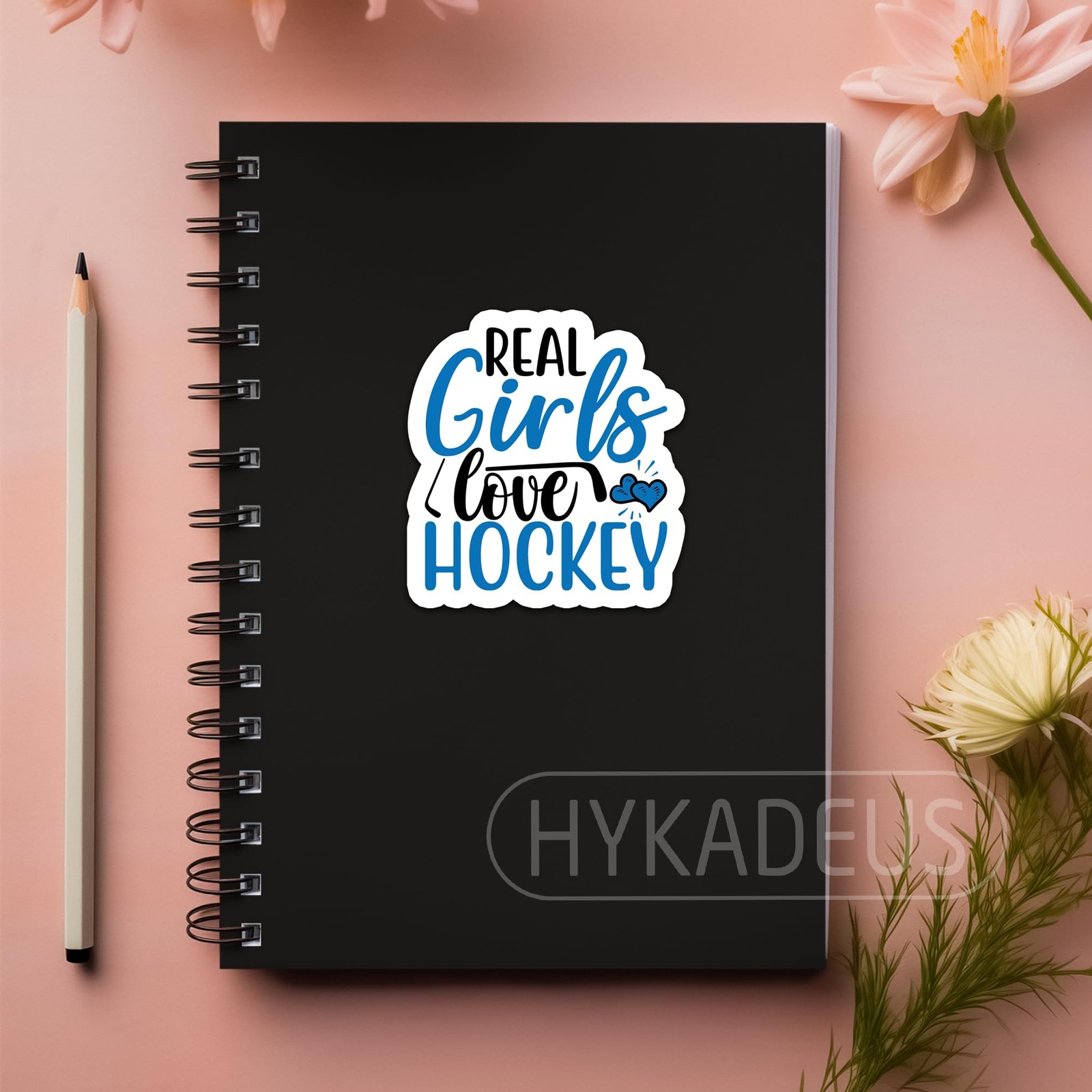 HYKADEUS Real Girls Love Hockey Sticker Decals Waterproof Vinyl 3×2.8 3Pcs
