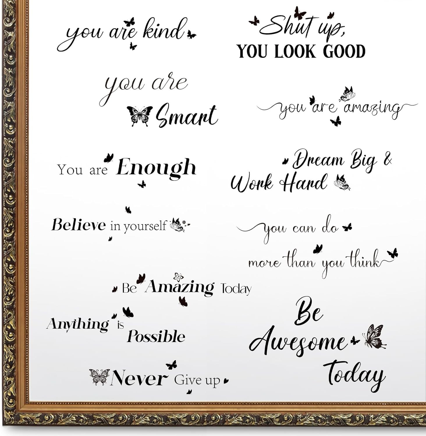 12 Inspirational Mirror Affirmation Stickers Peel and Stick Wall Decals