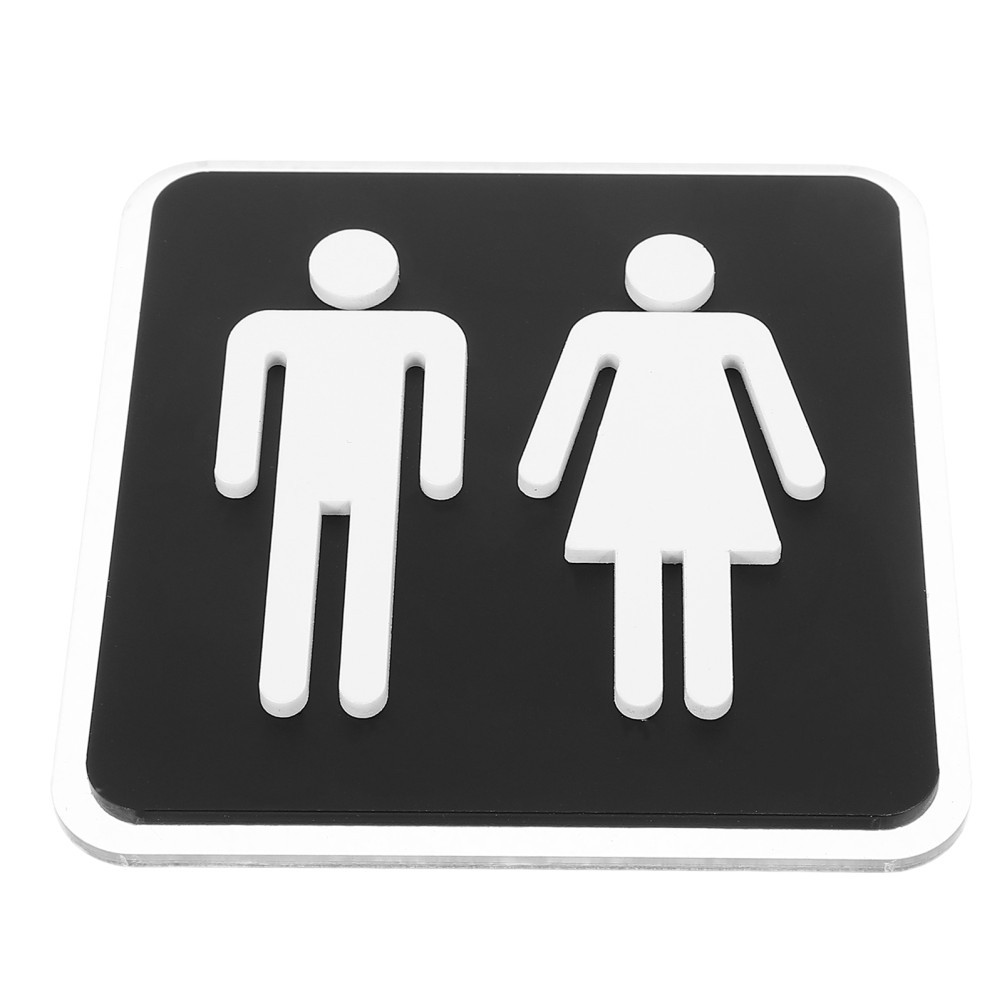 Ladies and Toilet Sign – Strong Self-Adhesive Restroom Signage – Bathroom