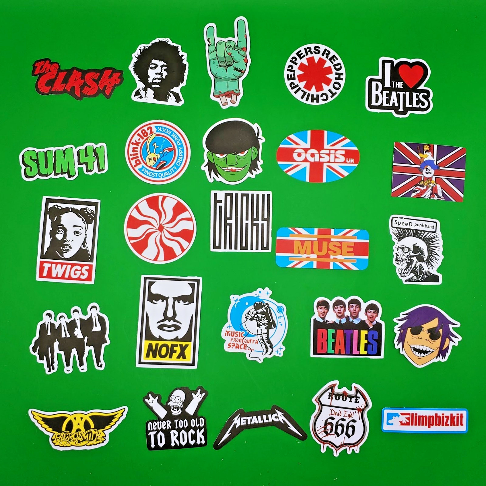 100 Pcs Classic Rock Band Sticker Pack Vinyl Decal Heavy Metal Grunge Aesthetic