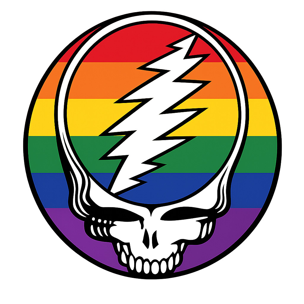 Rainbow Pride Stealie Decal LGBTQ Skull Sticker Jam Band Music Festival Art