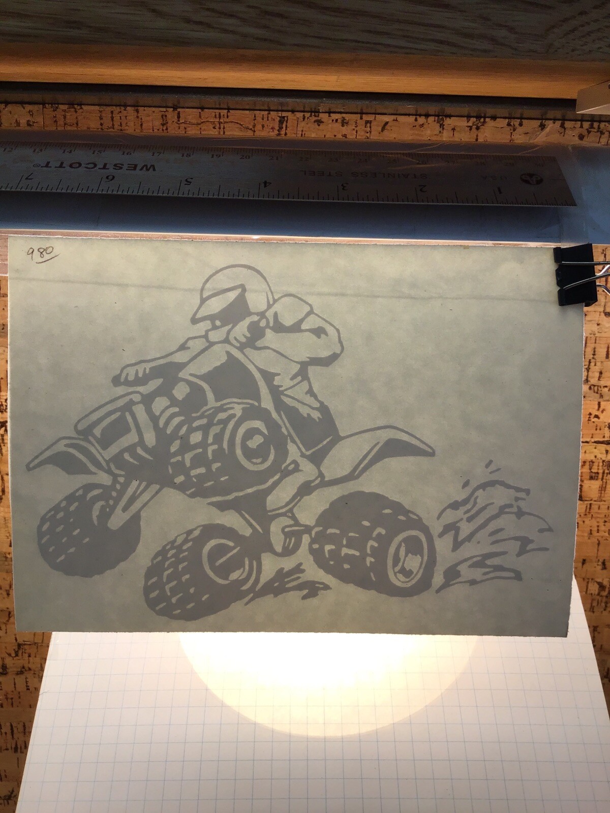 ATV 4 WHEEL Wheelie Rooster BIG – WHITE – Vinyl Sticker Decal – MM4.3.980