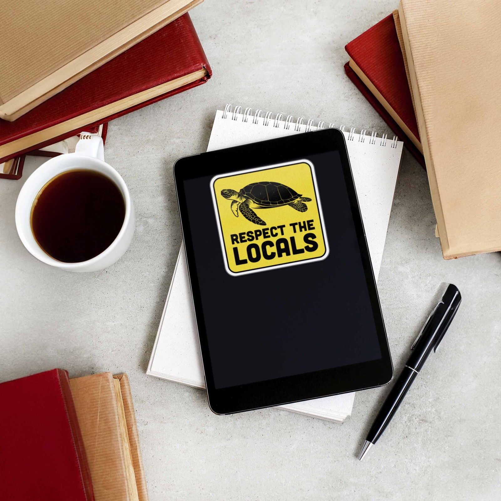 Respect the Locals Sea Turtle Sticker – Funny Beach Decal for Laptop