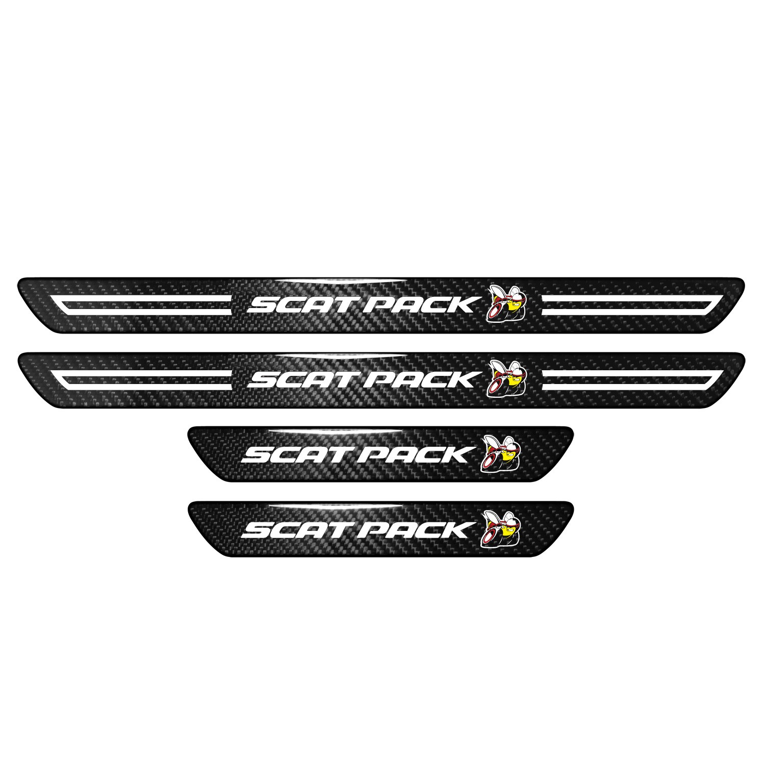 ✅ Dodge Scat-Pack Black Carbon Fiber Universal Door Sill Protector Kick Plates ✅