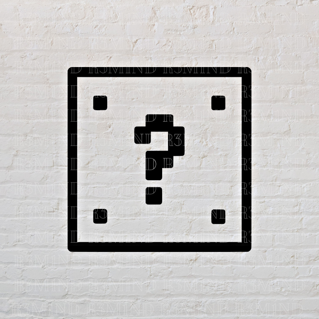 Coin Box Mario Vinyl Window Decal | White/Black | Premium Quality | 5″ x 5″