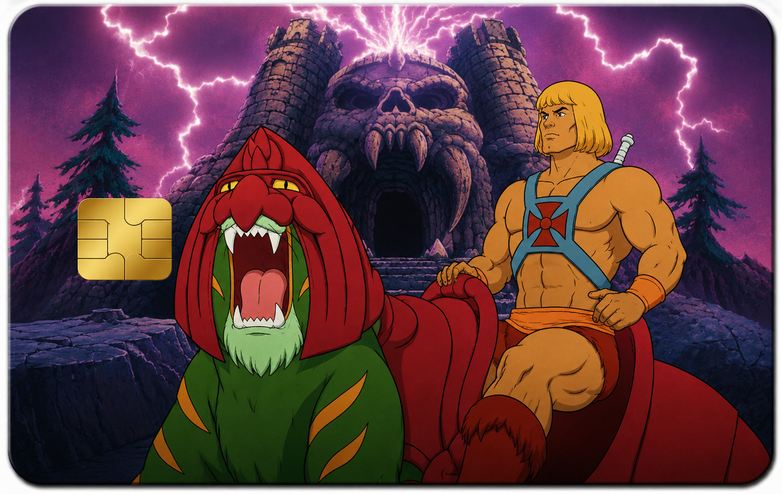 He-Man Cringer Castle Grayskull Credit Card Skin Retro Cartoon Wrap