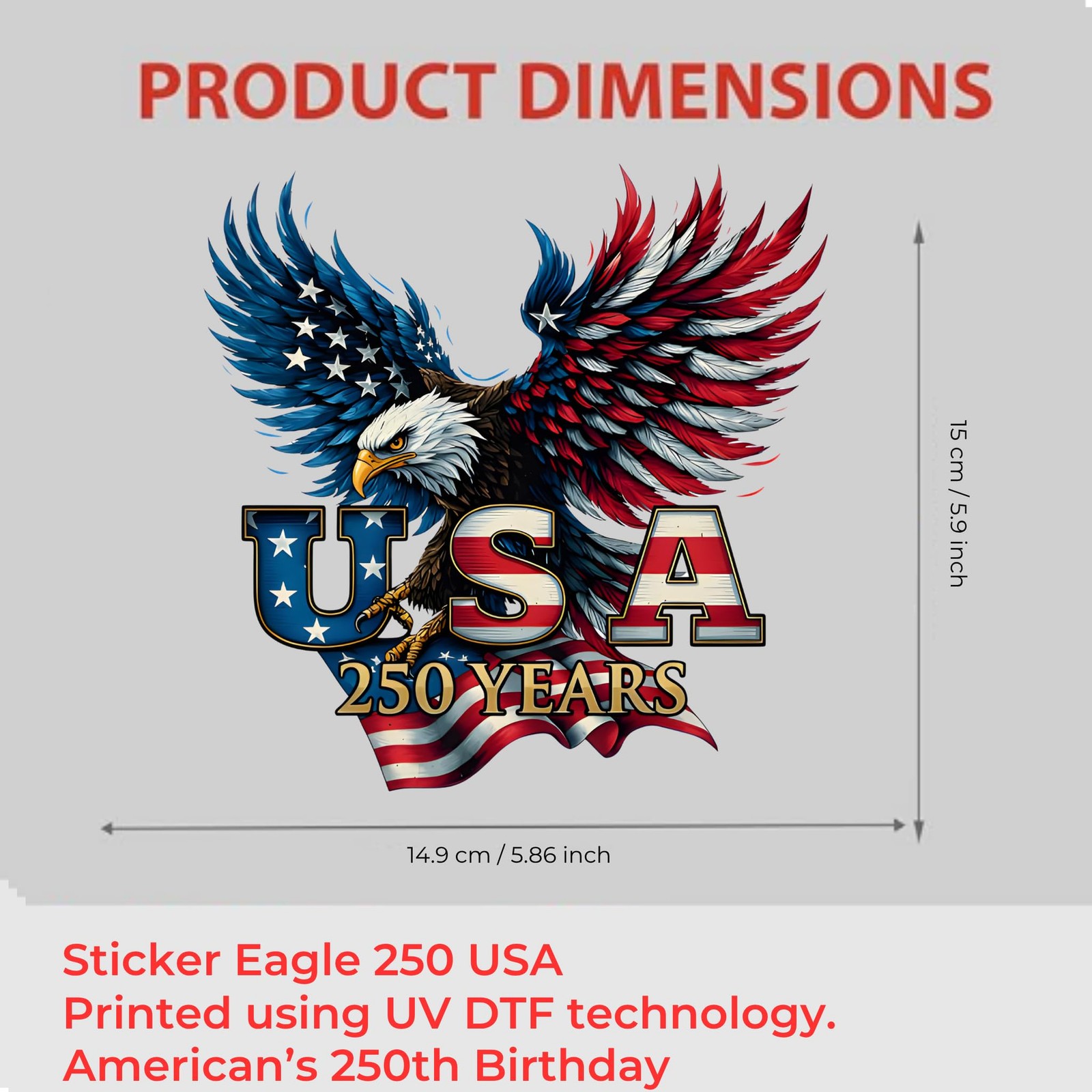 2pcs USA 250th Anniversary Merchandise – Patriotic 1776-2026 Vinyl Car Decals an