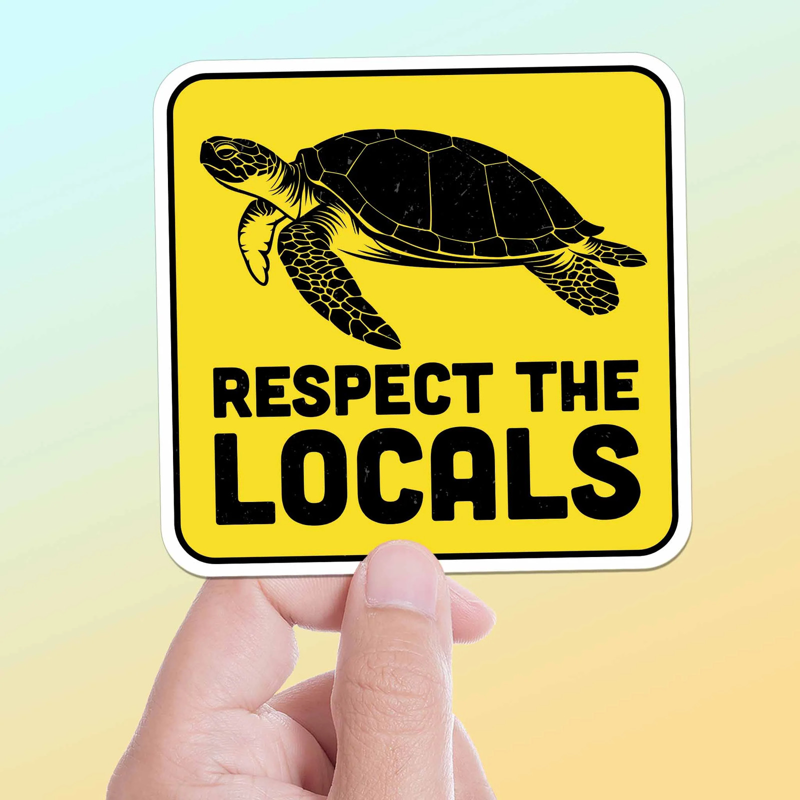 Respect the Locals Sea Turtle Sticker – Funny Beach Decal for Laptop