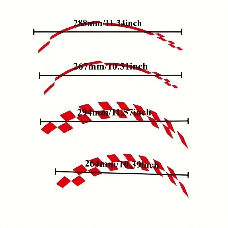 16pcs Stripe Checkered 17 Inch Motorcycle Wheel Rim Hub Stickers Decals Waterpro