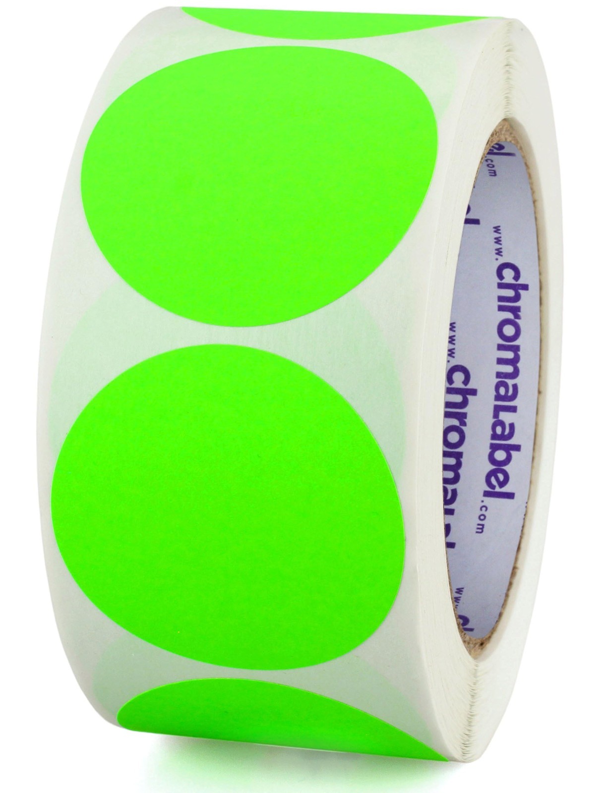 2″ Color Coded Stickers – Fluorescent Green Write-On Dots, 500 Permanent Labels