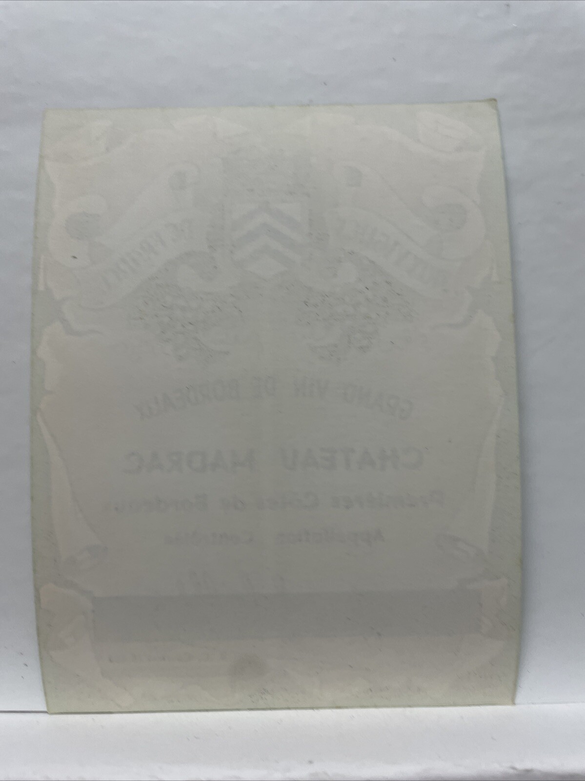 Aux Vignes de France Grand Vin de Bordeaux Chateau Madrac French Wine Label