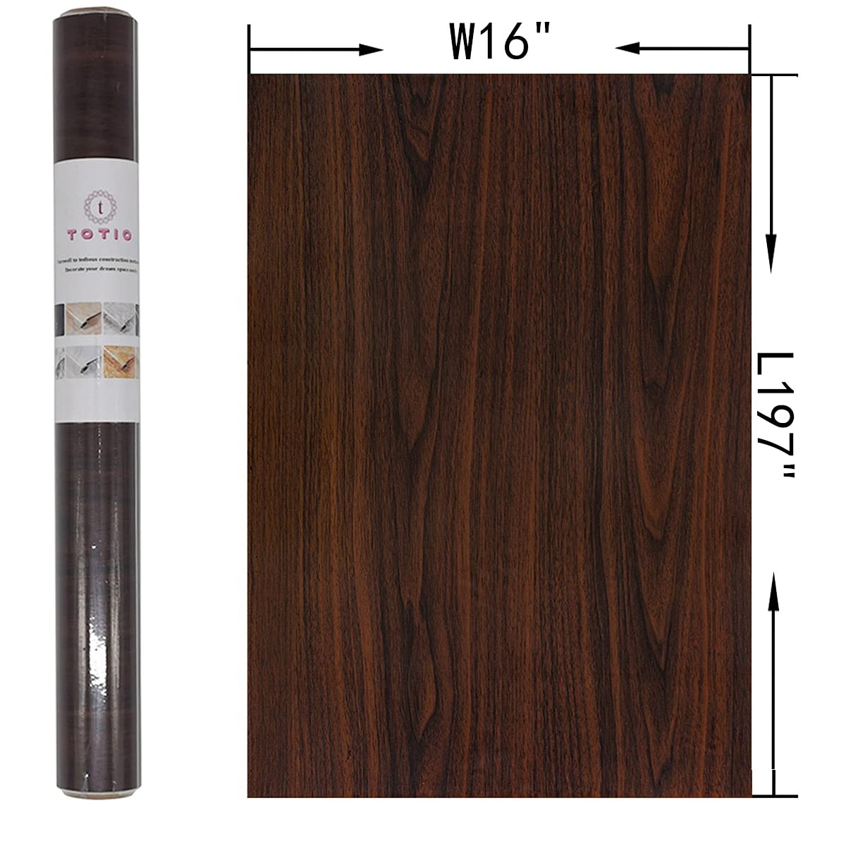 Dark Brown Wood Grain Wallpaper Faux Walnut 16″ x 197″, Chocolate