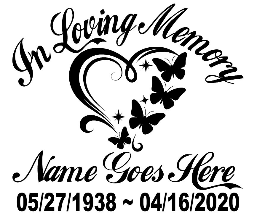 In Loving Memory Decal | Custom Heart Butterfly Angel Wings Car Vinyl Sticker