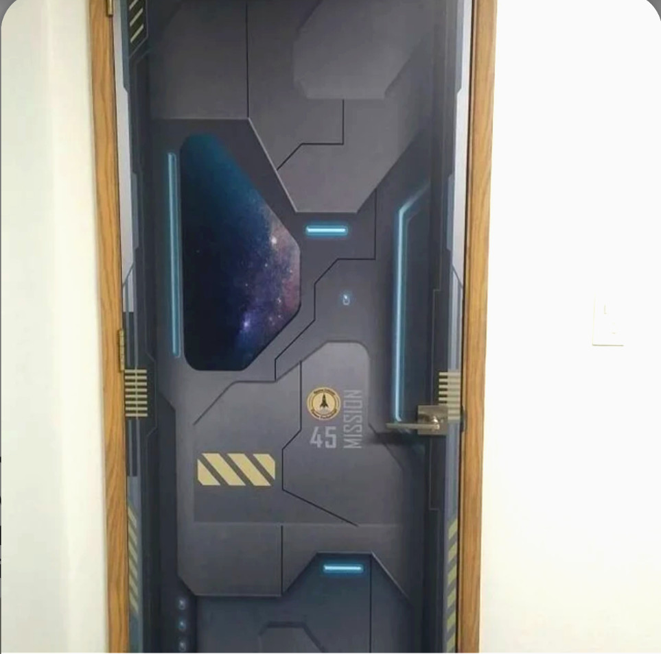 Sci-Fi Spacecraft Hatch, War Starship Door Mural, Futuristic Cover, Cosmos