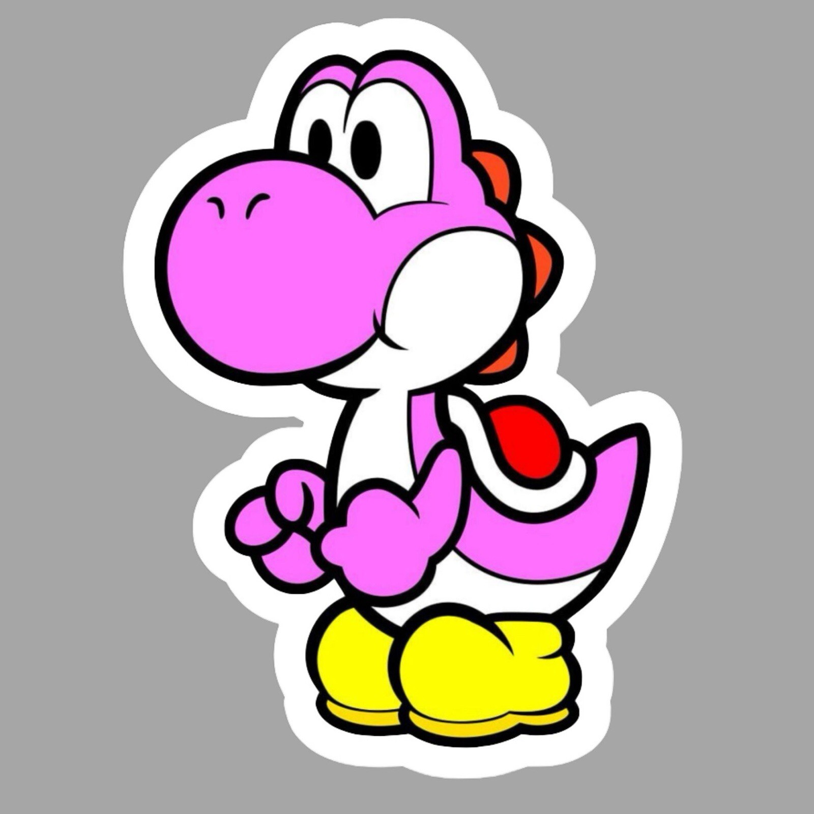 Pink Yoshi, Super Mario, Nintendo, Fun Adorable Glossy Vinyl sticker, Decal