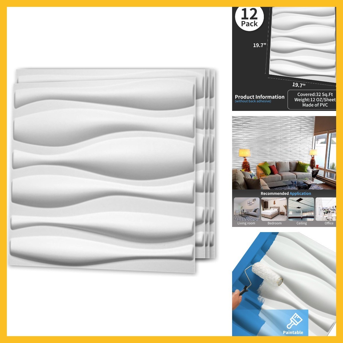 Art3d Decorative 3D Wall Panel, 32 Sq.FT PVC Interior Wall Decor for Living Room