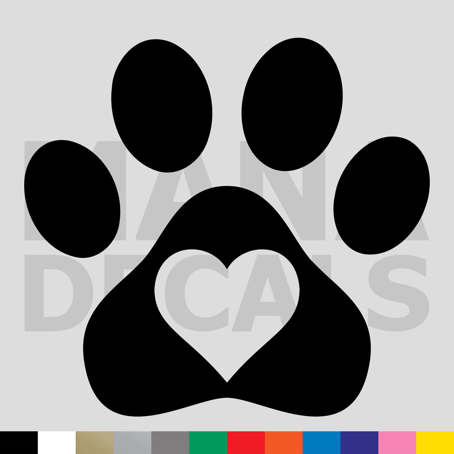 Paw Print Heart Vinyl Die Cut Decal Sticker – Cat Dog Pet Animal Love