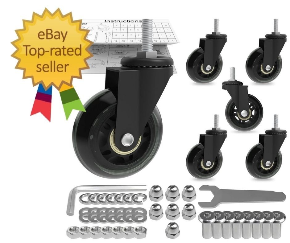 6 Pack Creeper Wheels 2.5 Inch Heavy Duty Swivel Caster Wheel Replacement Roller