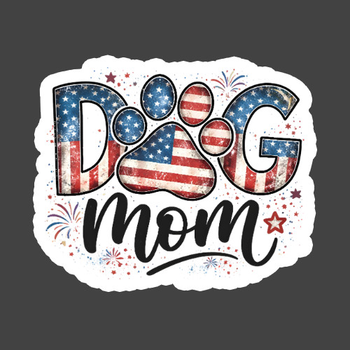 Patriotic Dog Mom Sticker Vinyl Decal USA Flag Paw Print Dog Lover