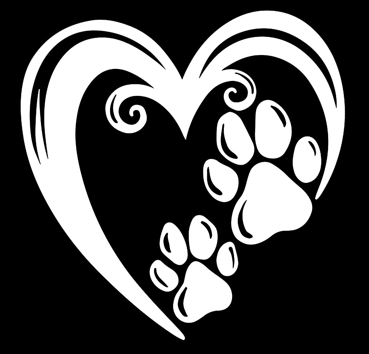 Cute Paw Print & Heart Vinyl Decal Car Truck Window Tablet Laptop Tumbler Mugs