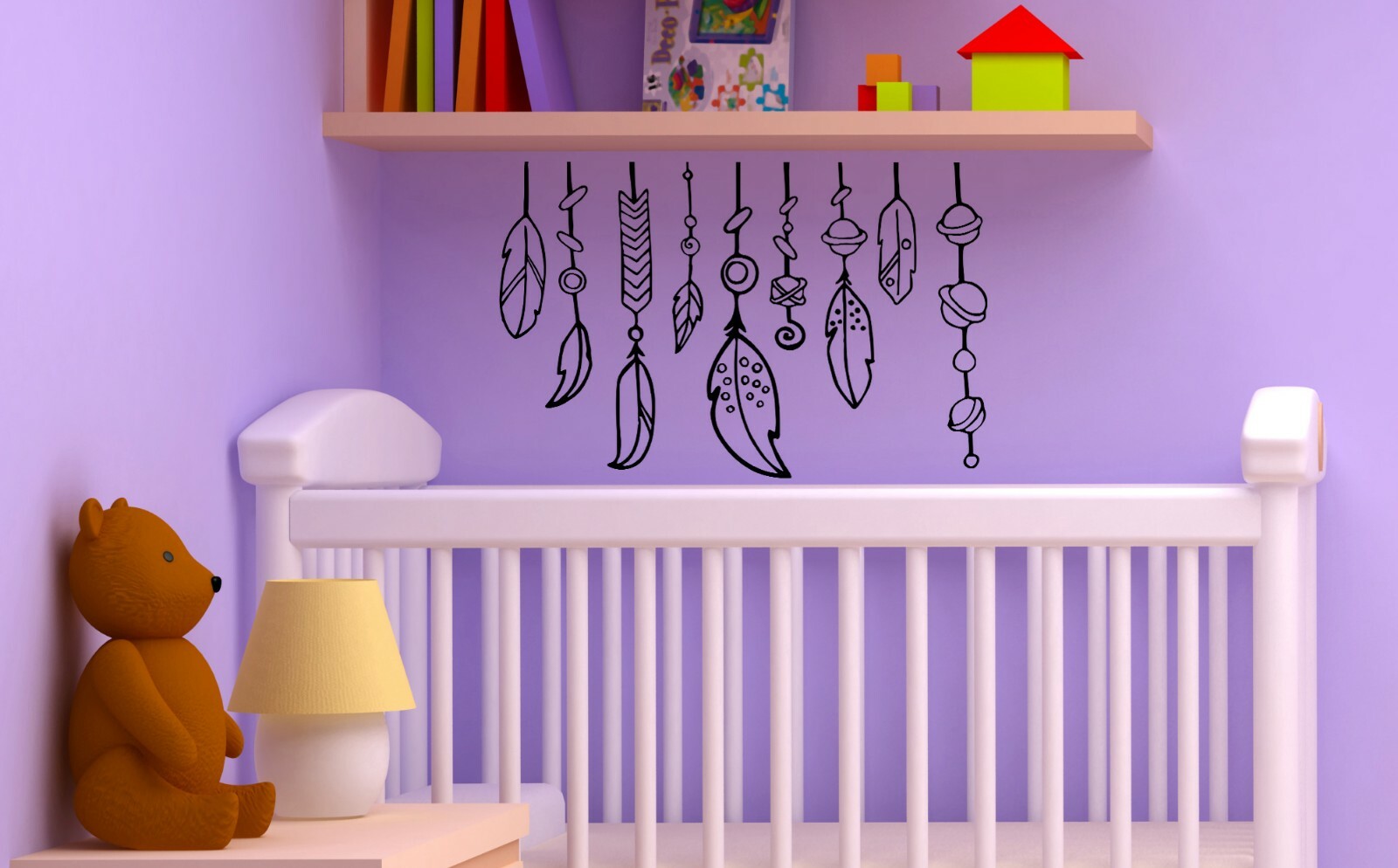 Wall Decal Boho Style Dreamcatcher Feathers Patterns Vinyl Sticker (ed2140)