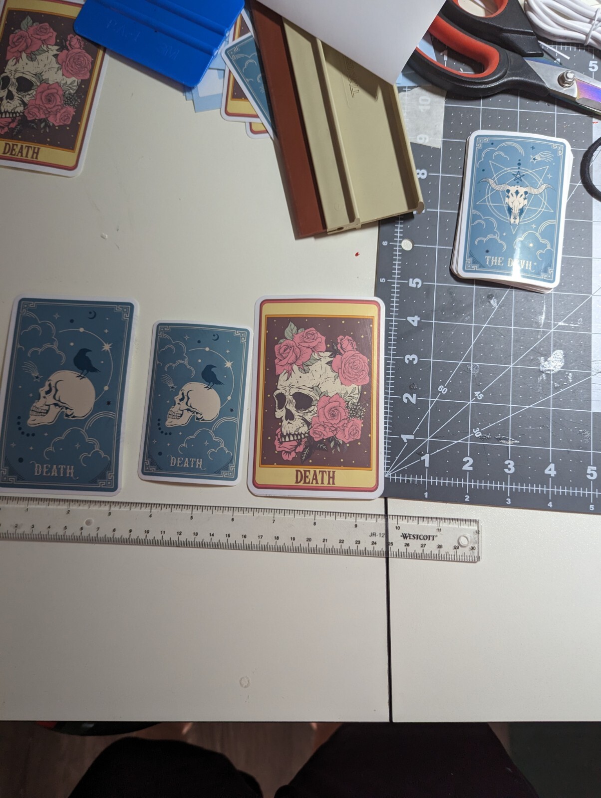 DEATH tarot ‘card’ blue die-cut printed vinyl sticker
