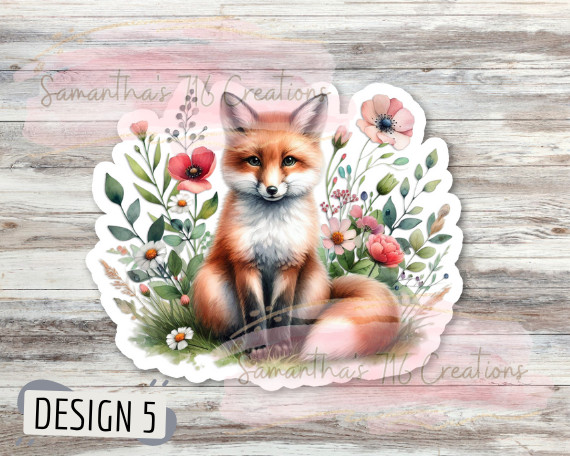Fox Watercolor Vinyl Stickers 3″ For Laptops, Etc. Indoor, Water Resistant