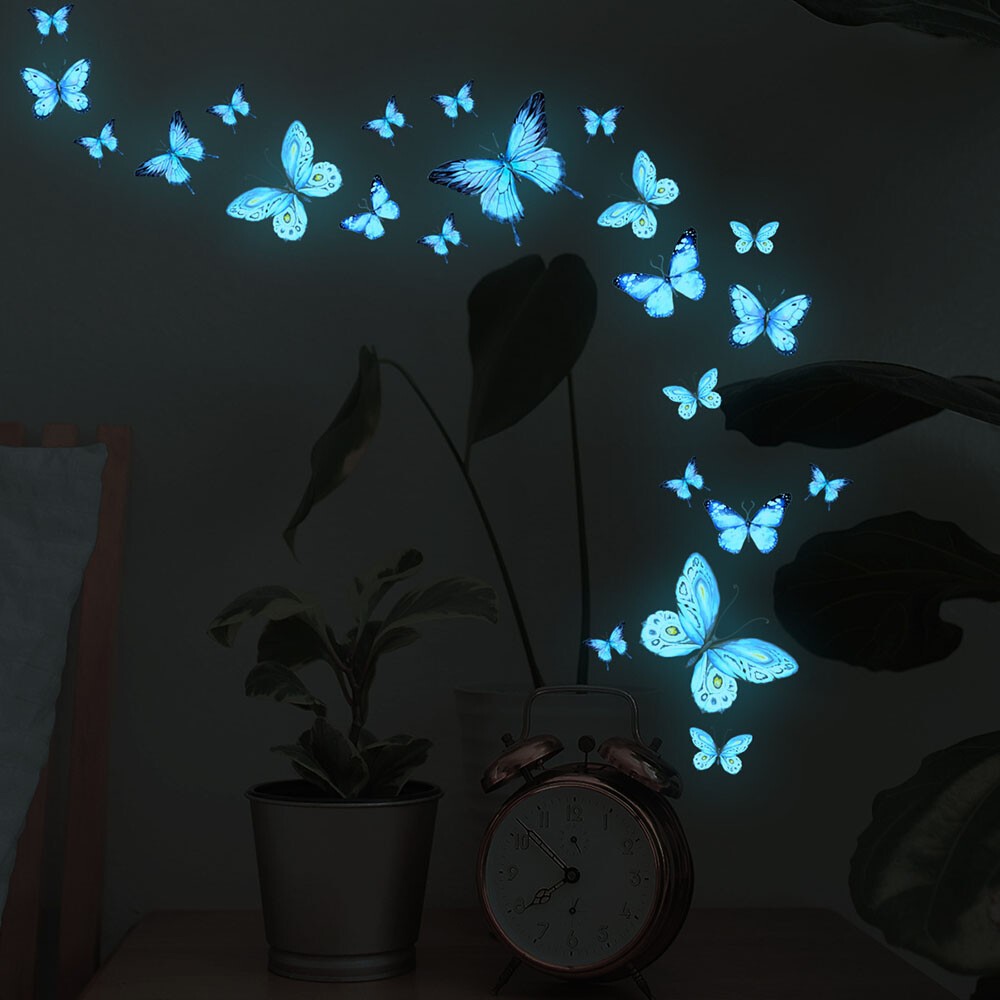 12pc Luminous Butterfly Design Decal Art Wall Stickers Room Magnetic Home Decor✔