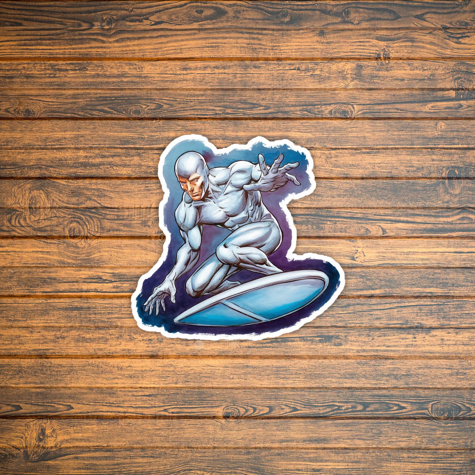 Silver Surfer Superhero Sticker Art – Cosmic Power Action Pose #10