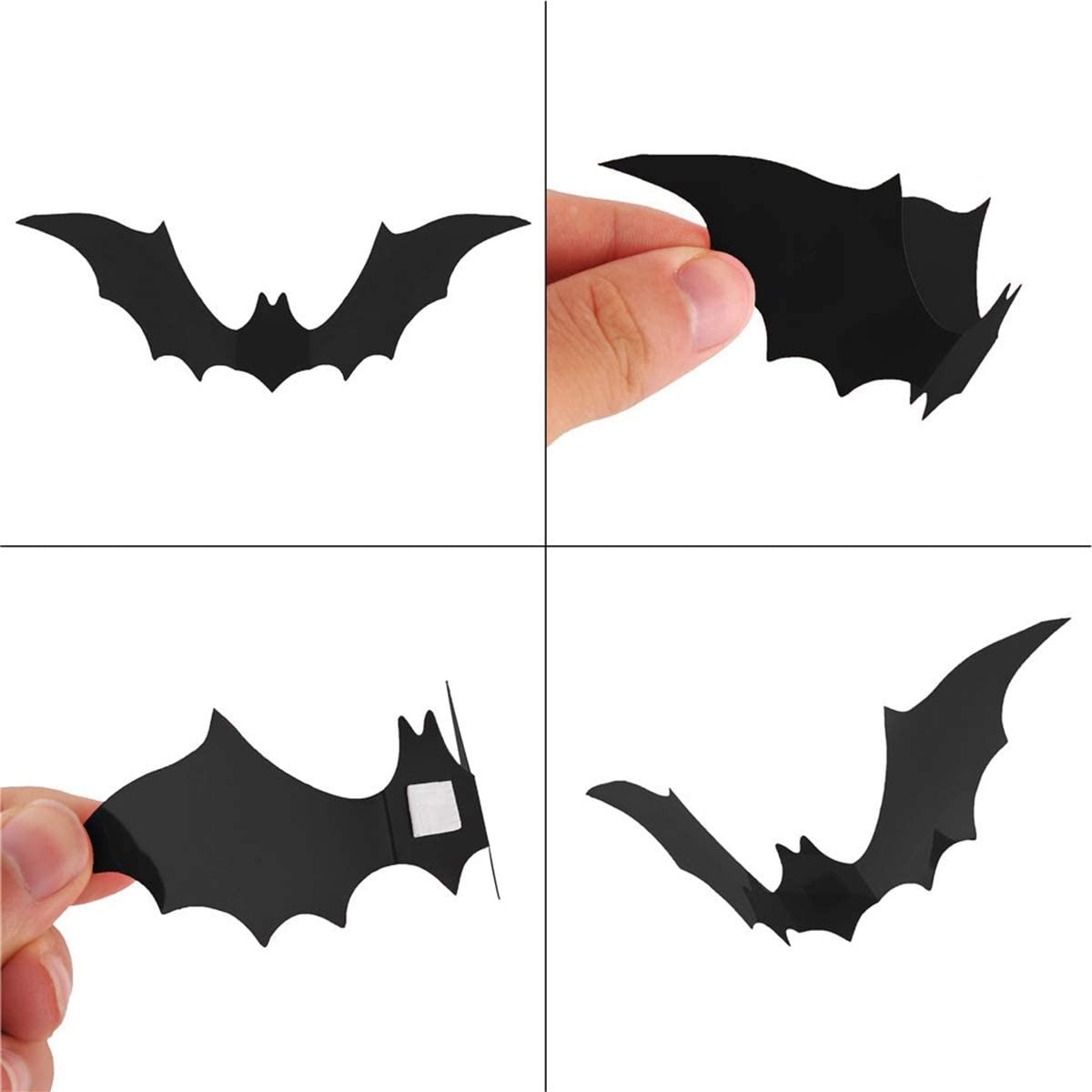 Bats Wall Decor, 24-60Pcs 3D Bat Halloween Decoration Stickers for Home Party US