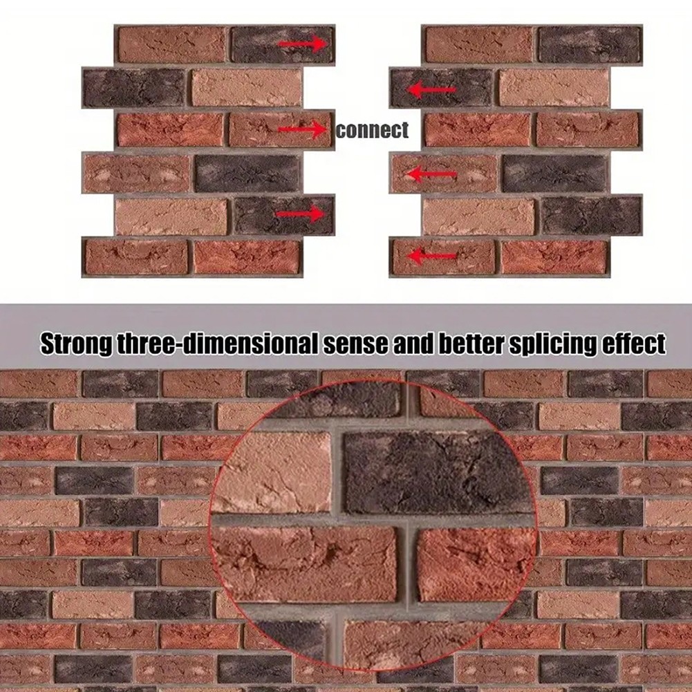 10-100PCS 3D Tile Brick Wall Sticker Self-adhesive Waterproof PVC DIY Wallpaper