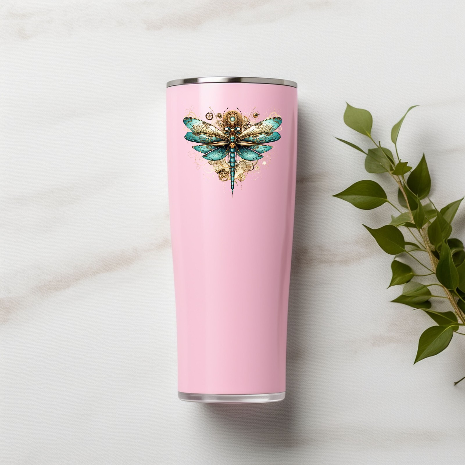 Steampunk Teal Dragonfly UV DTF Transparent Sticker / Decal