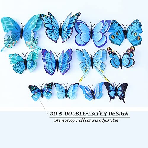 OPSEAM 3D Butterfly Wall Decor Magnets for Party Decorations Blue 24/48 pcs