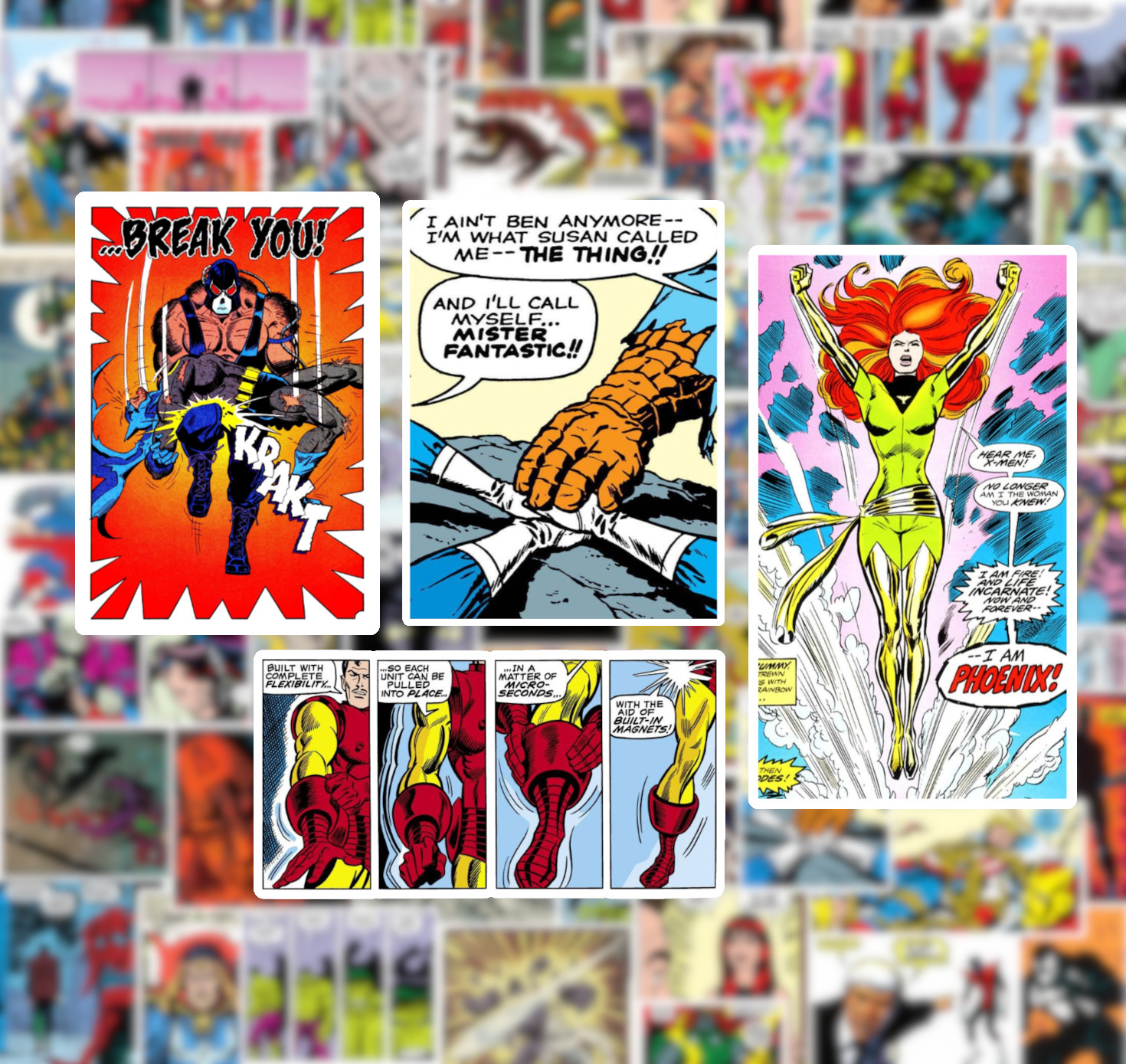 25/50 Comic Panel Sticker Pack – Waterproof Vinyl – Marvel DC Spiderman Batman