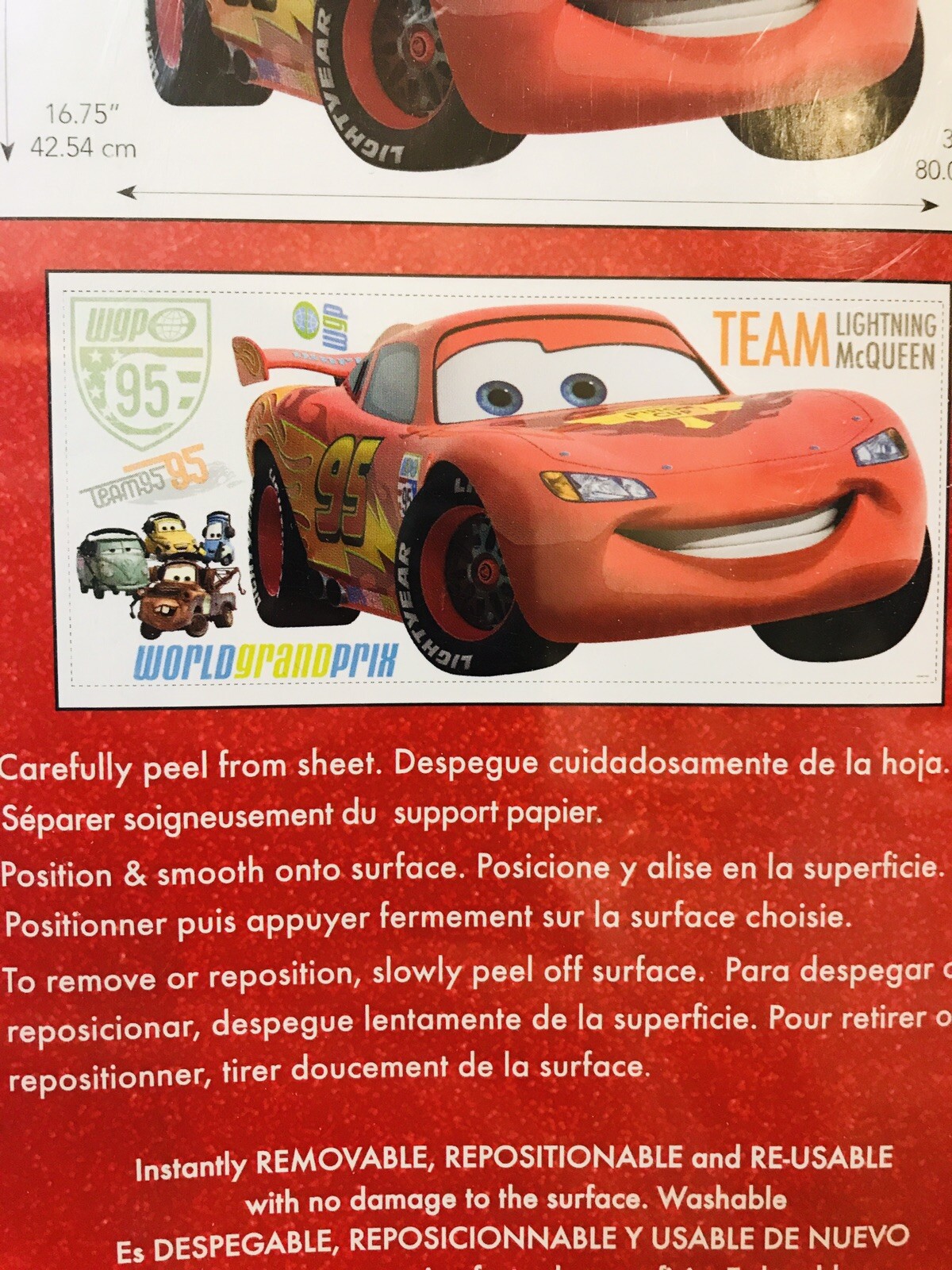 VTG CARS Peel And Stick Wall Decals Disney Pixar 7 Total Decals New & Sealed