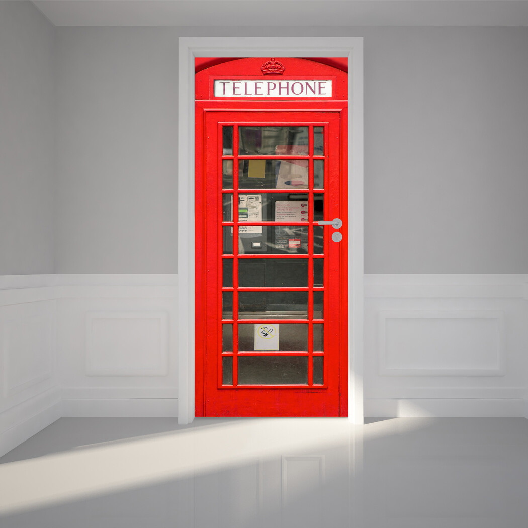 Door Sticker Phone Booth Inside Telephone Self Adhesive Fabric mural 36″ X 80″