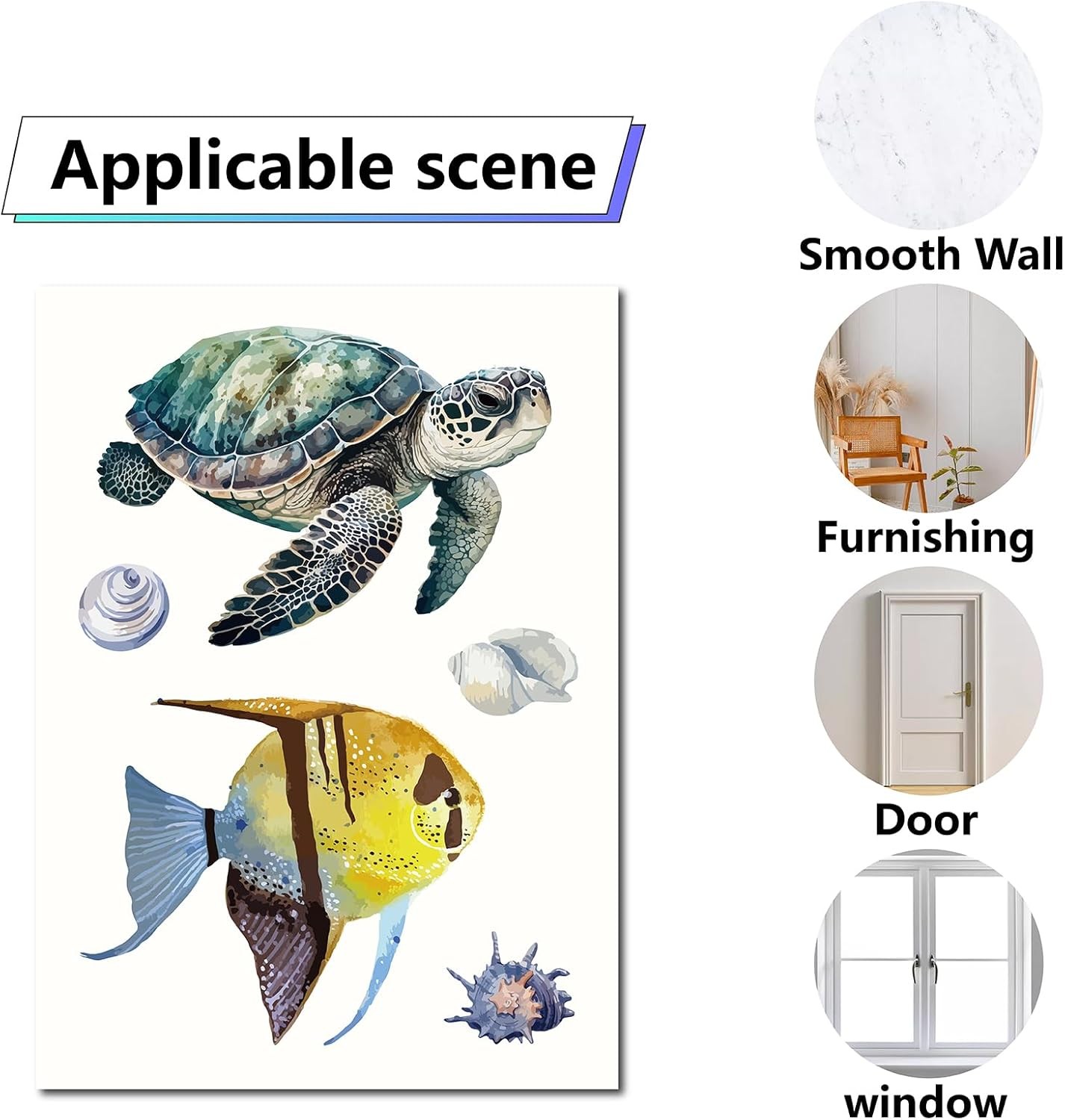 8 Sheets Sea Life Window Decals Stickers Ocean 3D Turtle Seahorse Starfish Co…